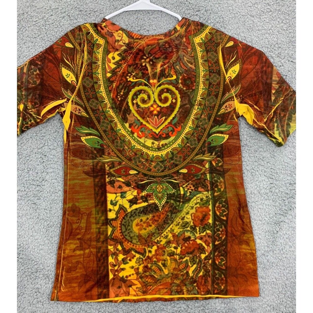 Women's Small (S) Cato Wearble Art Blouse Colorful Artistic Vibrant Short Sleeve - Picture 7 of 10